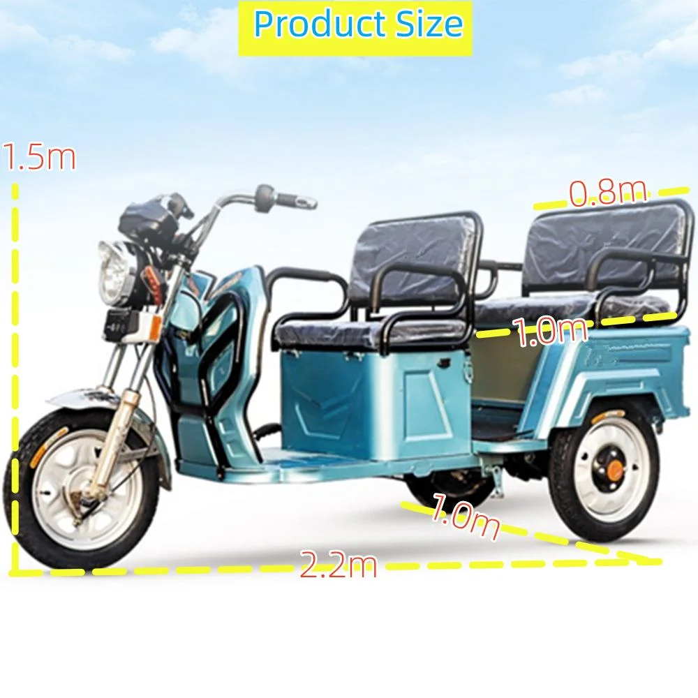 Electric Tricycle Foldable Adult Scooter Tricycle for Passenger and Cargo, with Canopy Differential Motor, LCD Instrument, LED Headlight